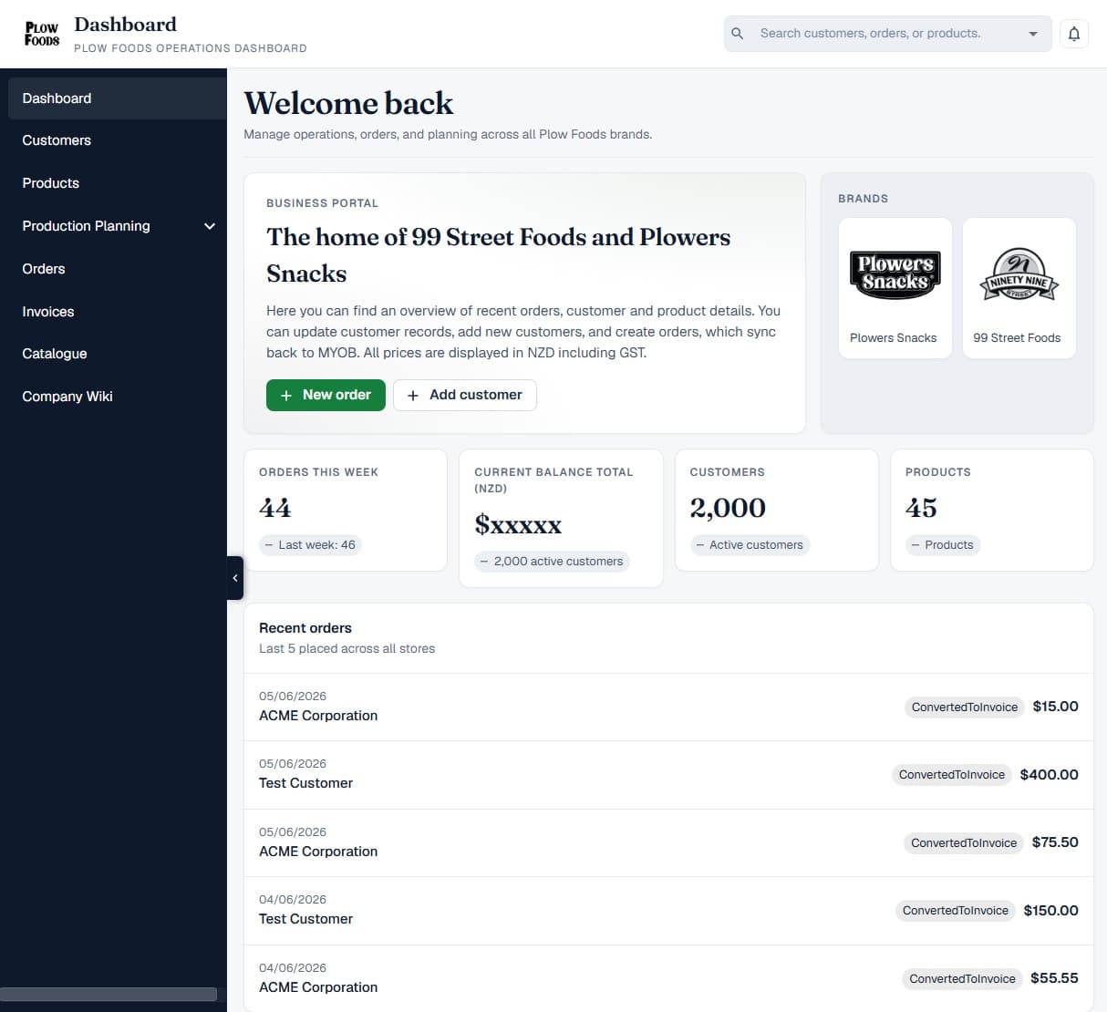 Plow Foods Operations Portal